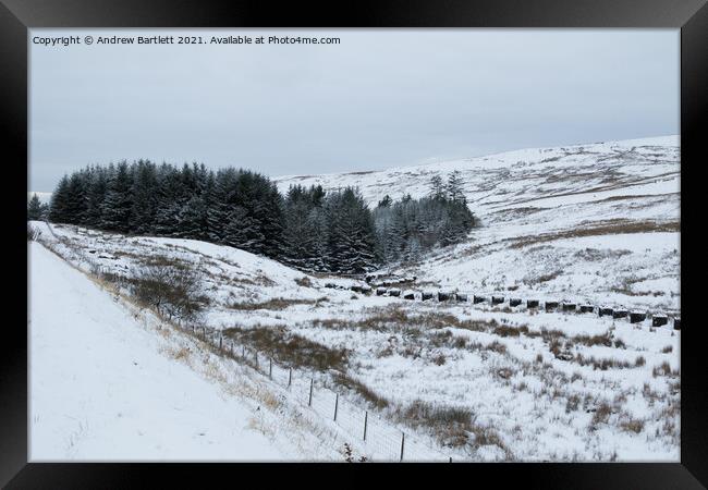 Snow at the Brecon Beacons, South Wales, UK.  Framed Print by Andrew Bartlett