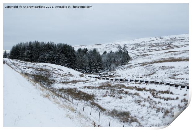Snow at the Brecon Beacons, South Wales, UK.  Print by Andrew Bartlett