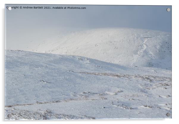 Snow at Storey Arms, Brecon Beacons, South Wales, UK Acrylic by Andrew Bartlett