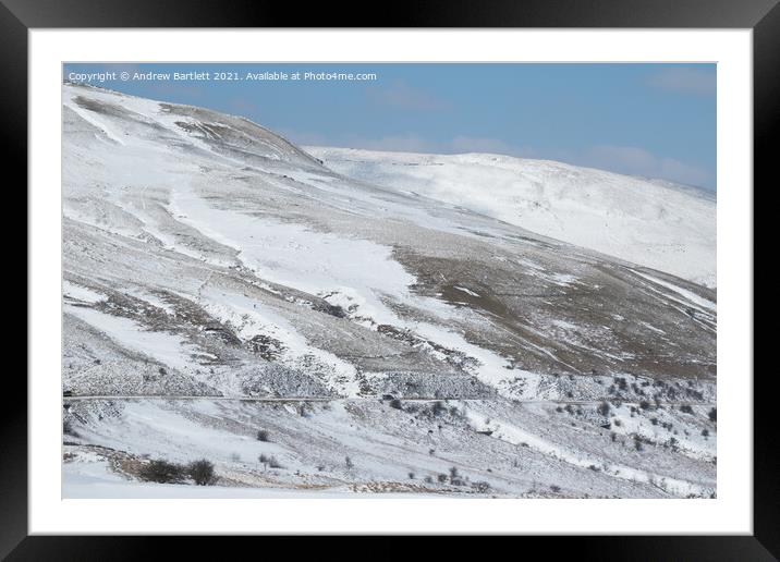 Snow at Storey Arms, Brecon Beacons, South Wales, UK Framed Mounted Print by Andrew Bartlett