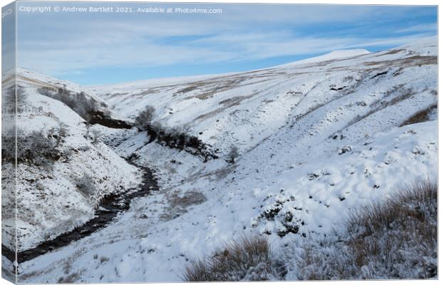 Snow at Storey Arms, Brecon Beacons, South Wales, UK Canvas Print by Andrew Bartlett