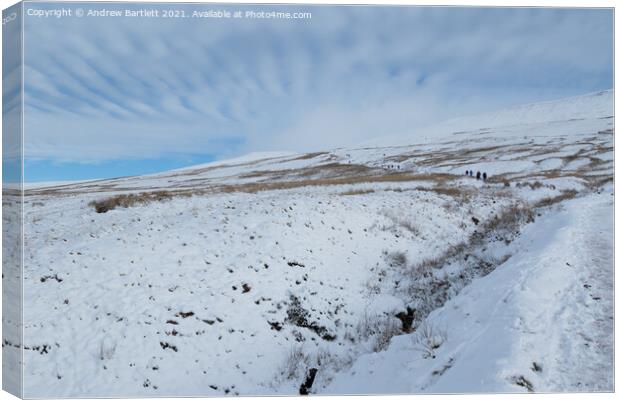 Snow at Storey Arms, Brecon Beacons, South Wales, UK Canvas Print by Andrew Bartlett
