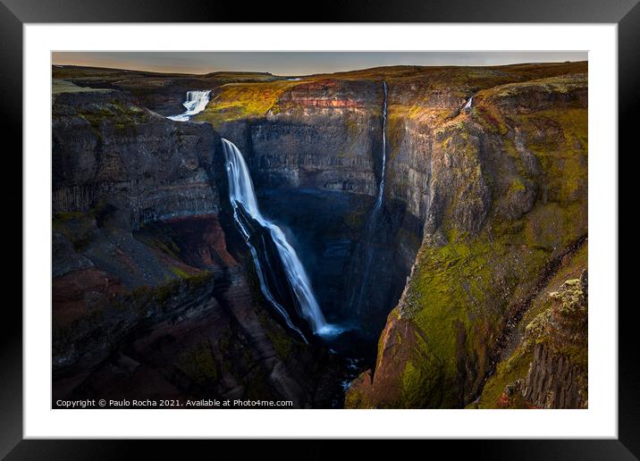 Granni waterfall in Iceland Framed Mounted Print by Paulo Rocha