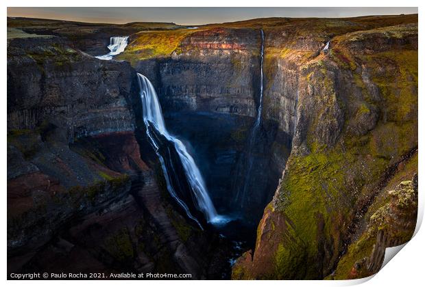 Granni waterfall in Iceland Print by Paulo Rocha