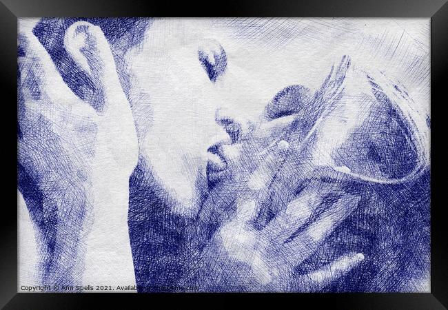 Lesbian Couple Kissing Framed Print by Ann Spells