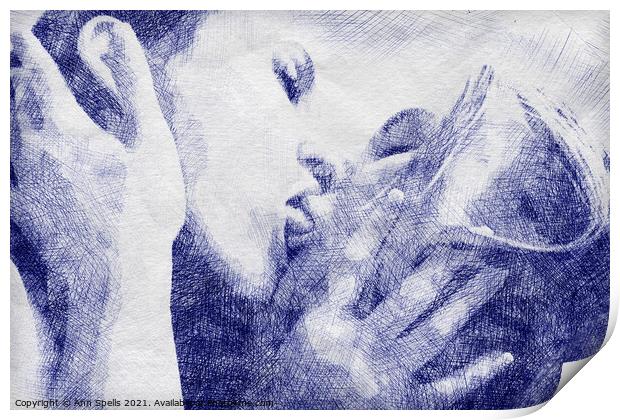Lesbian Couple Kissing Print by Ann Spells