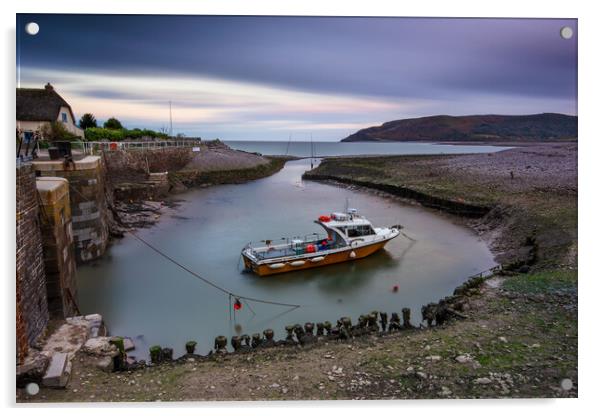 Porlock Weir harbour  Acrylic by J.Tom L.Photography
