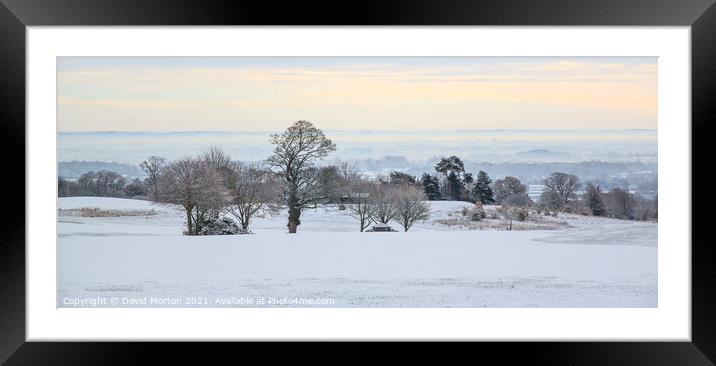 Wintery View Across the Cheshire Plain from Tarporley Framed Mounted Print by David Morton