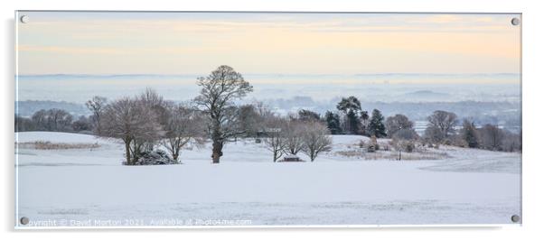 Wintery View Across the Cheshire Plain from Tarporley Acrylic by David Morton