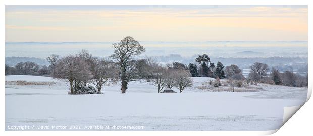 Wintery View Across the Cheshire Plain from Tarporley Print by David Morton
