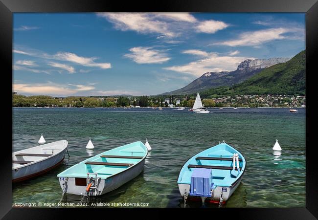 Serenity on Lake Annecy Framed Print by Roger Mechan