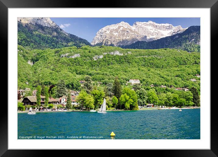 Serene Sailing on Lake Annecy Framed Mounted Print by Roger Mechan