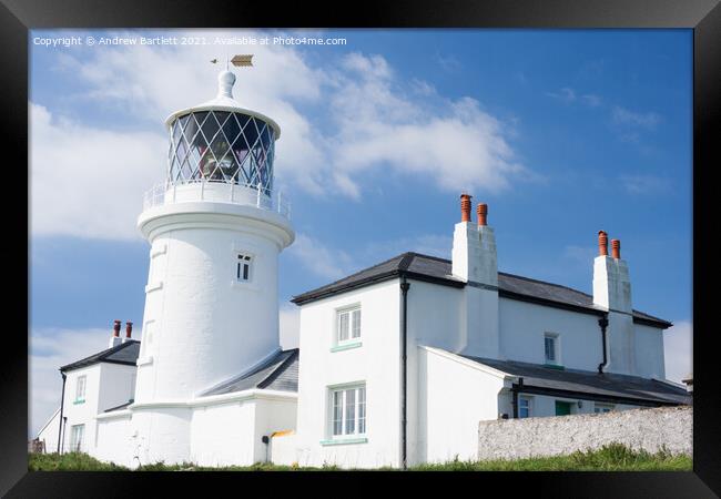 Caldey Island lighthouse, Tenby, Pembrokeshire, UK Framed Print by Andrew Bartlett