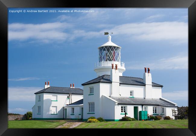 Caldey Island lighthouse, Tenby, Pembrokeshire, UK Framed Print by Andrew Bartlett