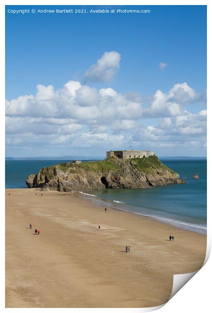 St Catherine's Island at Tenby, Pembrokeshire, UK. Print by Andrew Bartlett