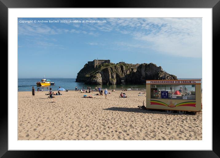 Tenby South Beach, Pembrokeshire, West Wales UK Framed Mounted Print by Andrew Bartlett
