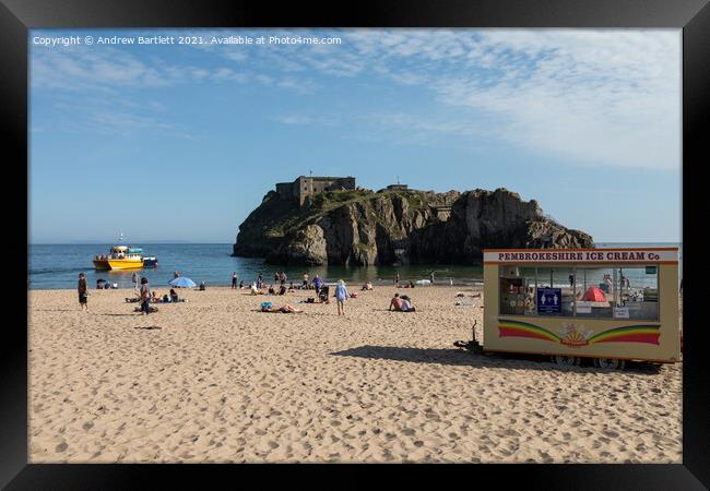 Tenby South Beach, Pembrokeshire, West Wales UK Framed Print by Andrew Bartlett