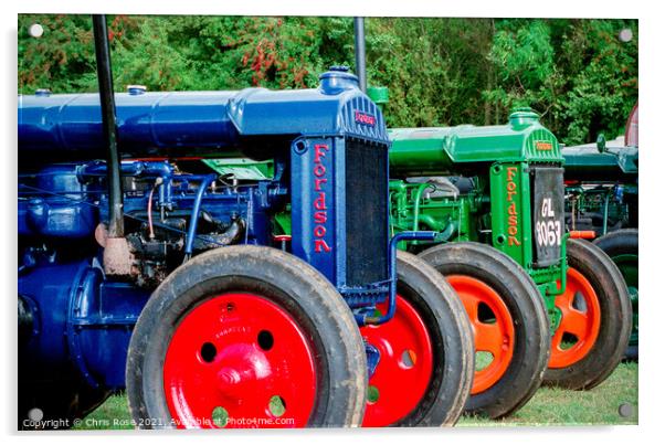 Veteran Fordson tractors Acrylic by Chris Rose