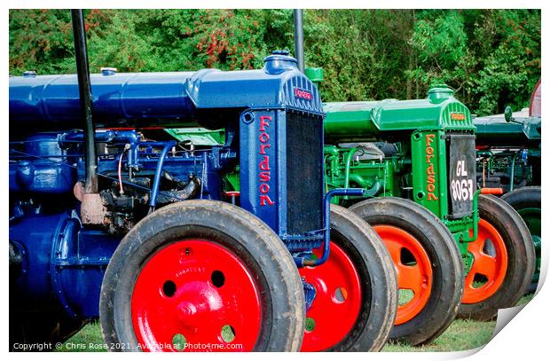 Veteran Fordson tractors Print by Chris Rose