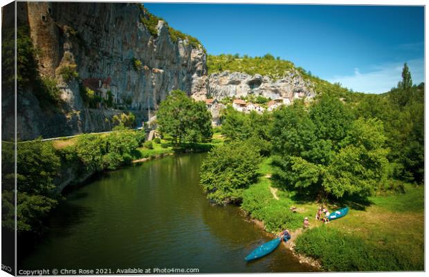 France, kayaks on the River Cele at Cabrerets Canvas Print by Chris Rose