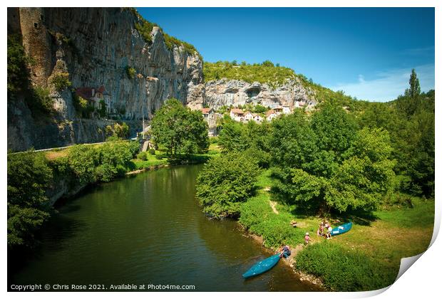 France, kayaks on the River Cele at Cabrerets Print by Chris Rose
