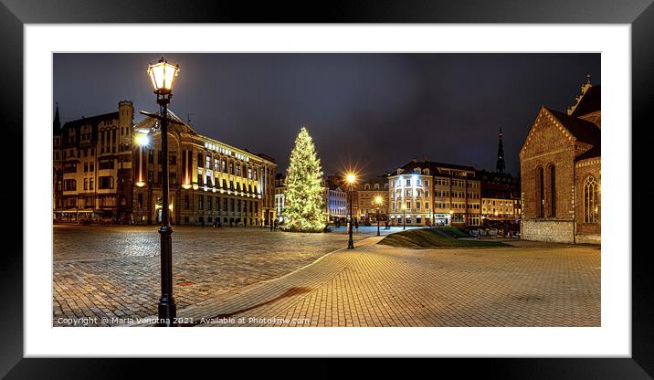 Dome Square with Christmas tree in Riga Framed Mounted Print by Maria Vonotna