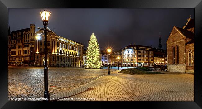 Dome Square with Christmas tree in Riga Framed Print by Maria Vonotna