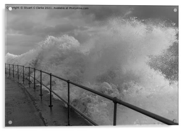 Stormy seas  Acrylic by Stuart C Clarke