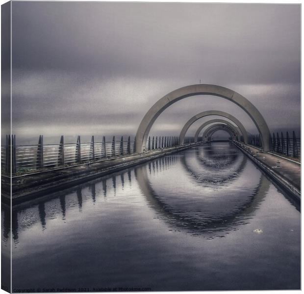 Falkirk Wheel in the mist Canvas Print by Sarah Paddison