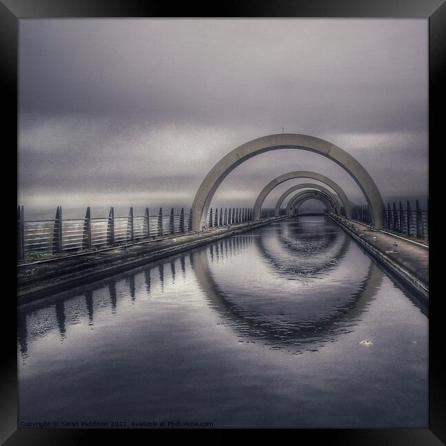 Falkirk Wheel in the mist Framed Print by Sarah Paddison