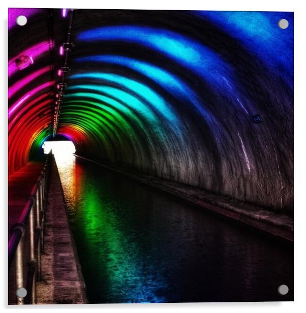 Rainbow lit tunnel Acrylic by Sarah Paddison