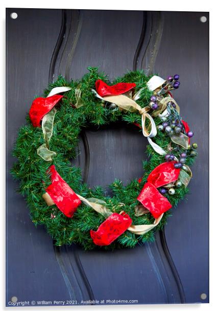 Christmas Wreath Decoration Mission San Luis Obispo de Tolosa Ca Acrylic by William Perry