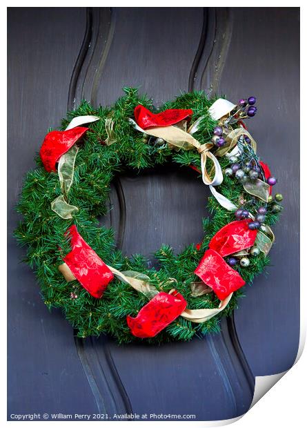 Christmas Wreath Decoration Mission San Luis Obispo de Tolosa Ca Print by William Perry