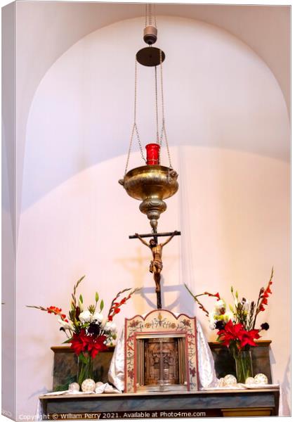 Incense Holder Cross Altar Mission San Luis Obispo de Tolosa Cal Canvas Print by William Perry
