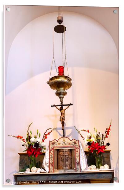 Incense Holder Cross Altar Mission San Luis Obispo de Tolosa Cal Acrylic by William Perry