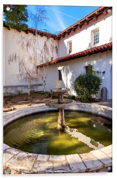 Mission San Luis Obispo de Tolosa Courtyard Fountain California Acrylic by William Perry