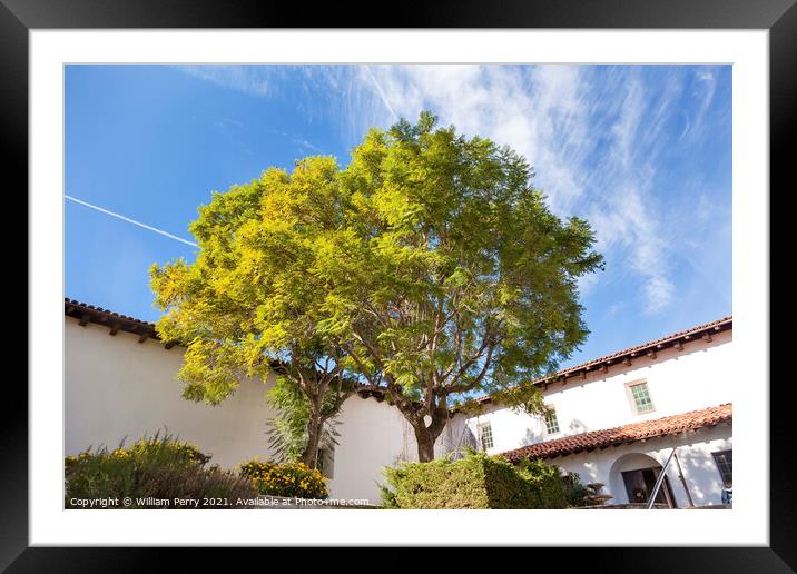 Mission San Luis Obispo de Tolosa Courtyard California Framed Mounted Print by William Perry
