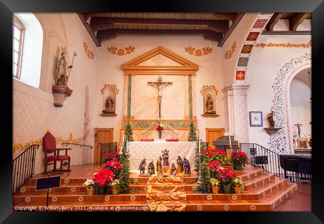 Mission San Luis Obispo de Tolosa California Basilica Cross Alta Framed Print by William Perry