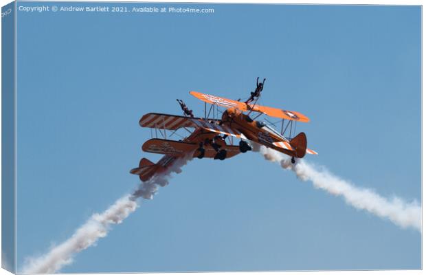AeroSuperBatics Wing Walkers at Wales National Airshow, Swansea, UK. Canvas Print by Andrew Bartlett