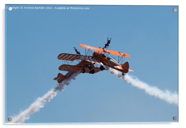 AeroSuperBatics Wing Walkers at Wales National Airshow, Swansea, UK. Acrylic by Andrew Bartlett