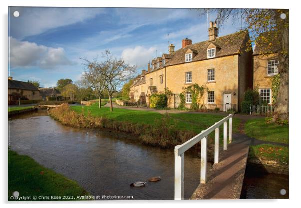 Lower Slaughter, idyllic riverside cottages Acrylic by Chris Rose