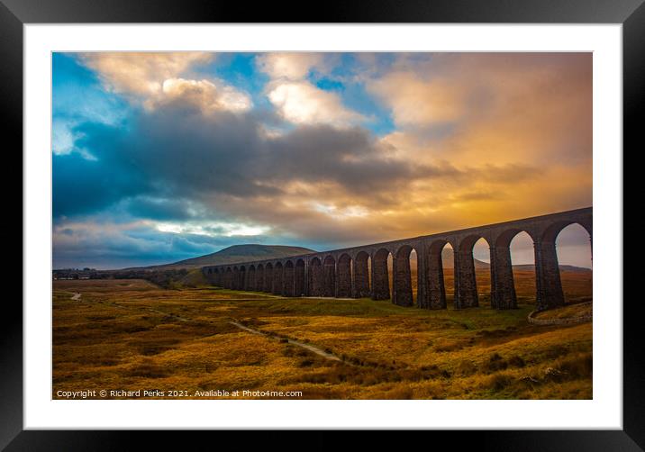 Ingleborough and the Viaduct Framed Mounted Print by Richard Perks