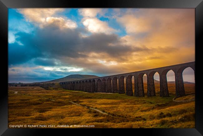 Ingleborough and the Viaduct Framed Print by Richard Perks