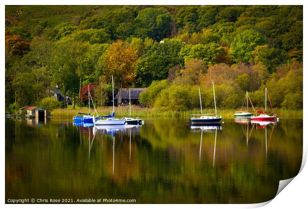 Coniston Water on a tranquil early autumn morning Print by Chris Rose