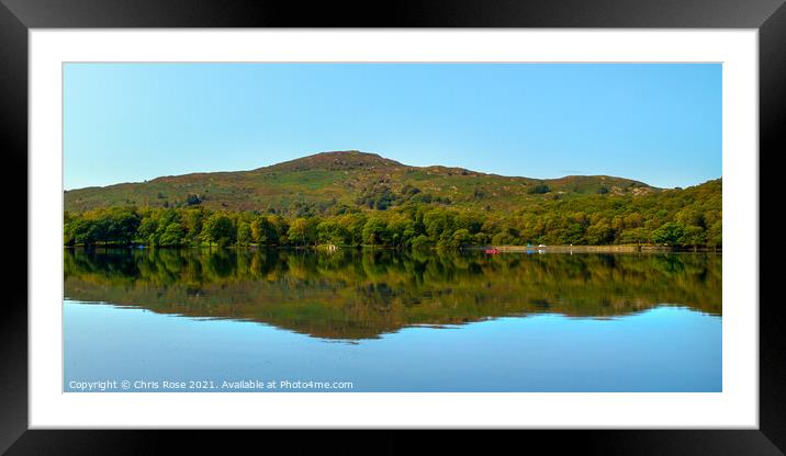 Coniston Water on a dead calm early autumn morning Framed Mounted Print by Chris Rose