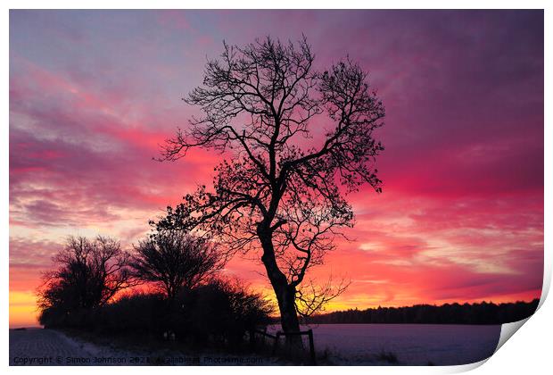Cotswold sunrise Print by Simon Johnson