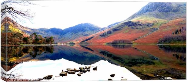 Autumn mountain reflections Buttermere Canvas Print by Pelin Bay