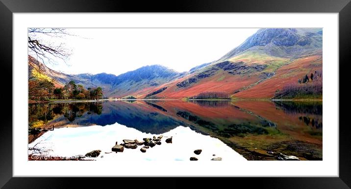 Autumn mountain reflections Buttermere Framed Mounted Print by Pelin Bay
