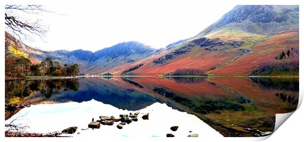 Autumn mountain reflections Buttermere Print by Pelin Bay