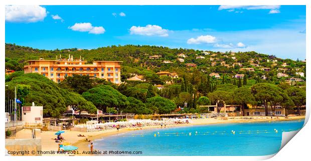 The Beach of Saint Maxime in the Provence-Alpes-Cote d'Azur  Print by Thomas Klee